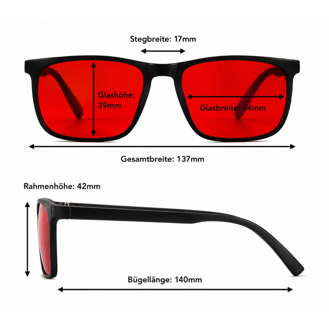 Hochwertige Blaulichtfilter-Brille mit Rotgläsern