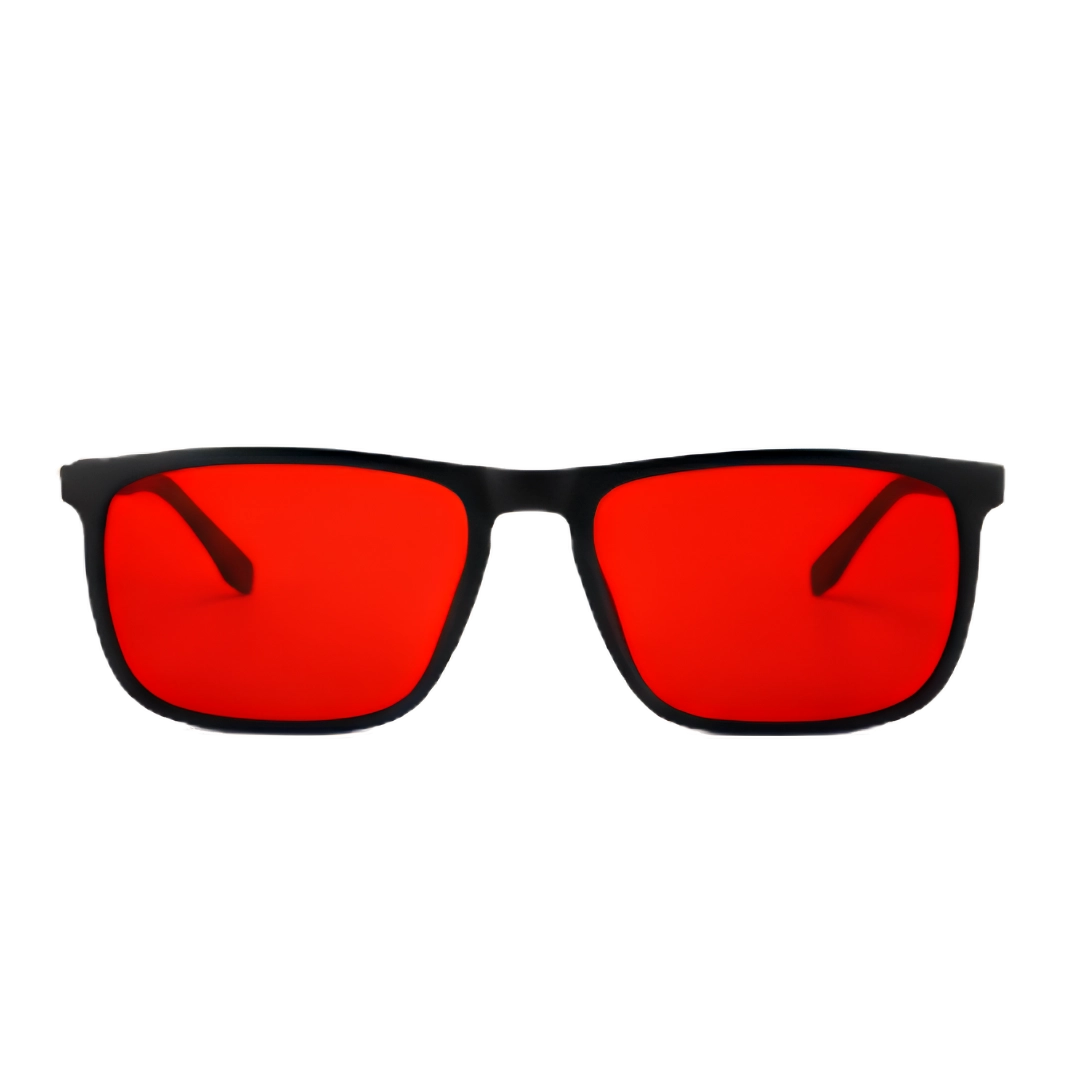 Hochwertige Blaulichtfilter-Brille mit Rotgläsern