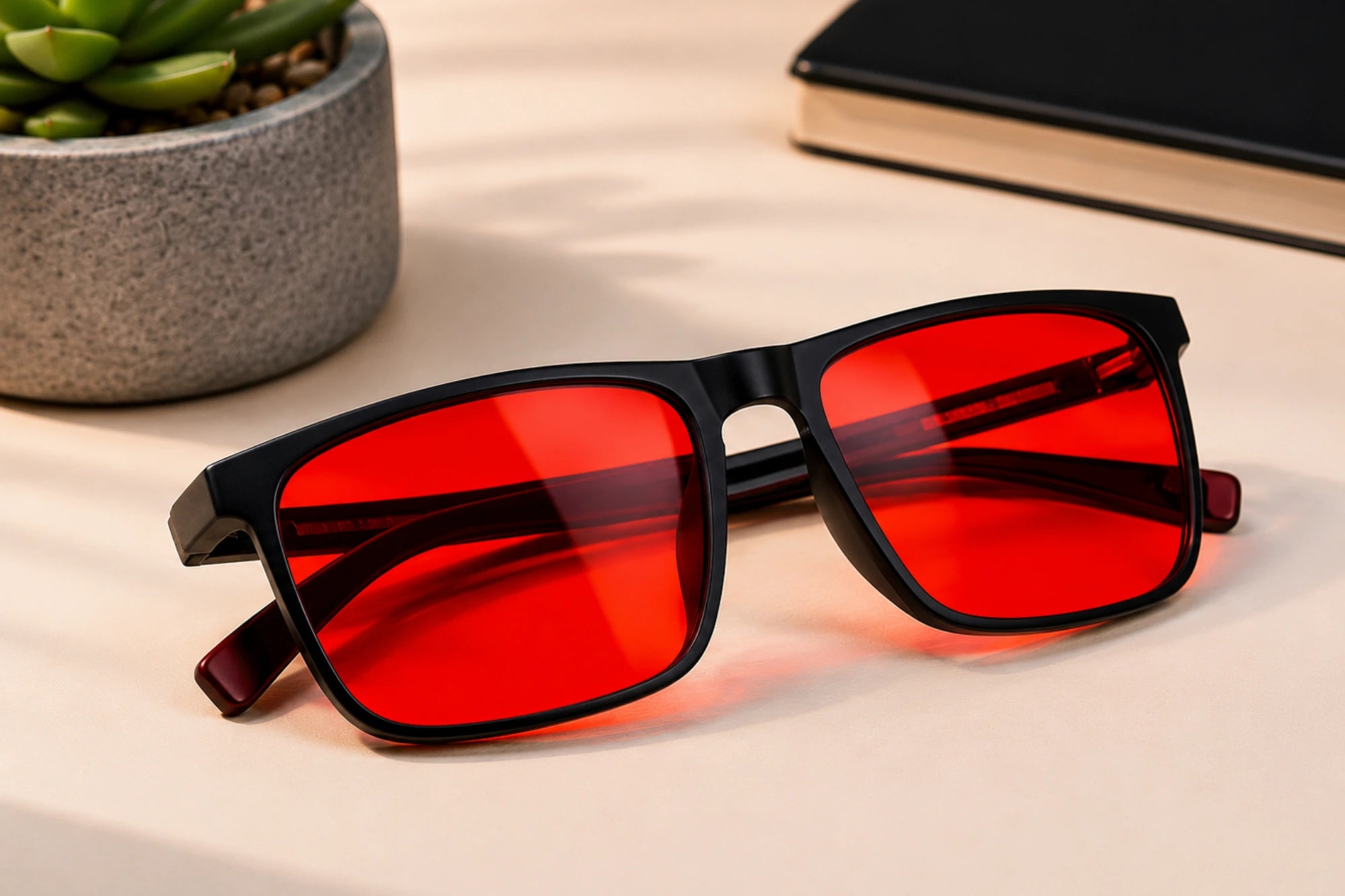 Hochwertige Blaulichtfilter-Brille mit Rotgläsern